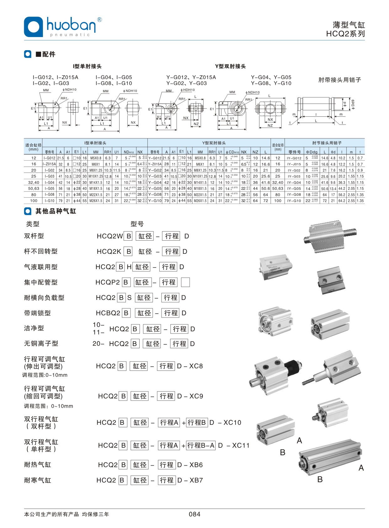 HCQ2薄型氣缸，標(biāo)準(zhǔn)型